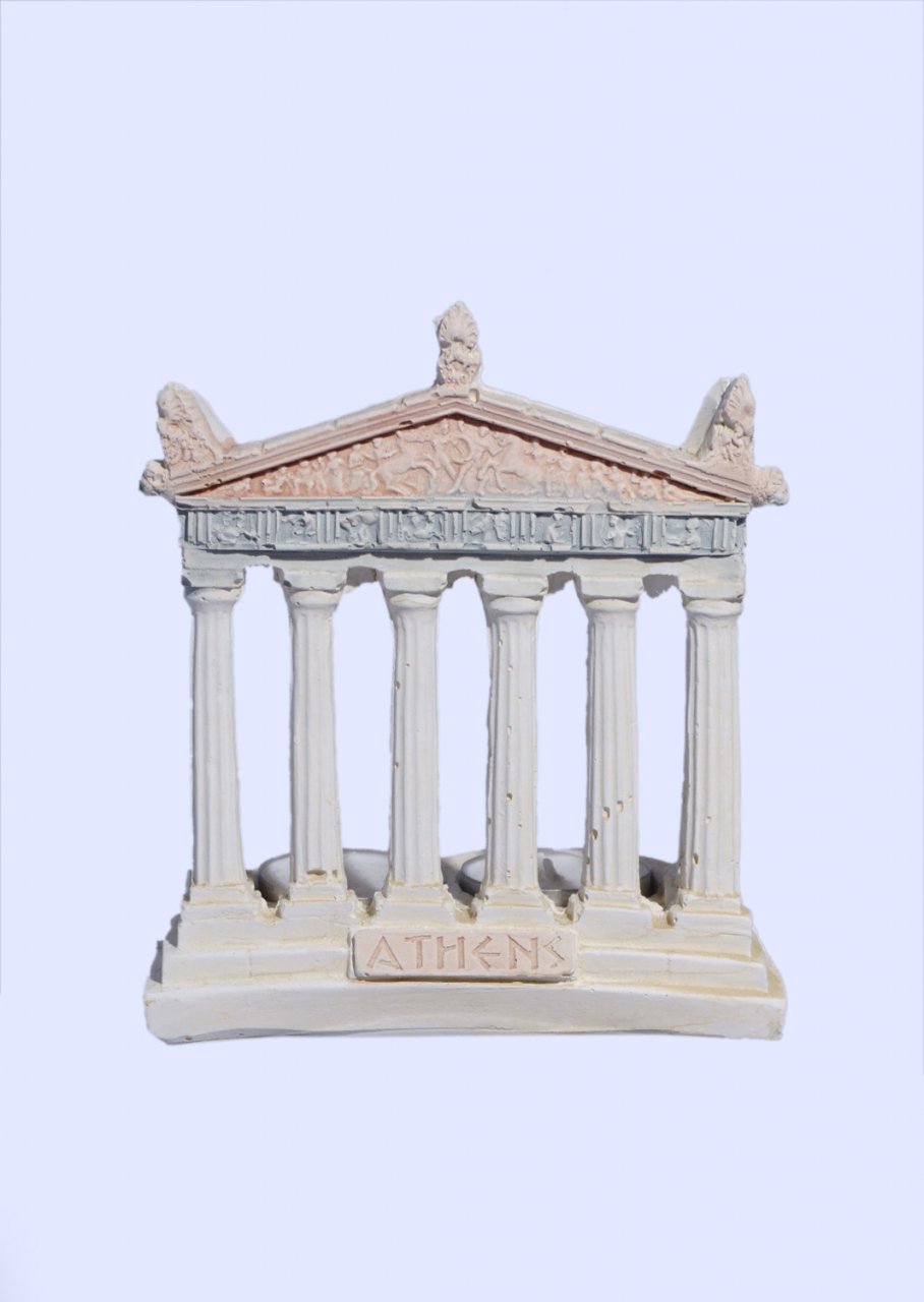 Parthenon facade of the Acropolis in Athens medium plaster candlestick with acroceramo
