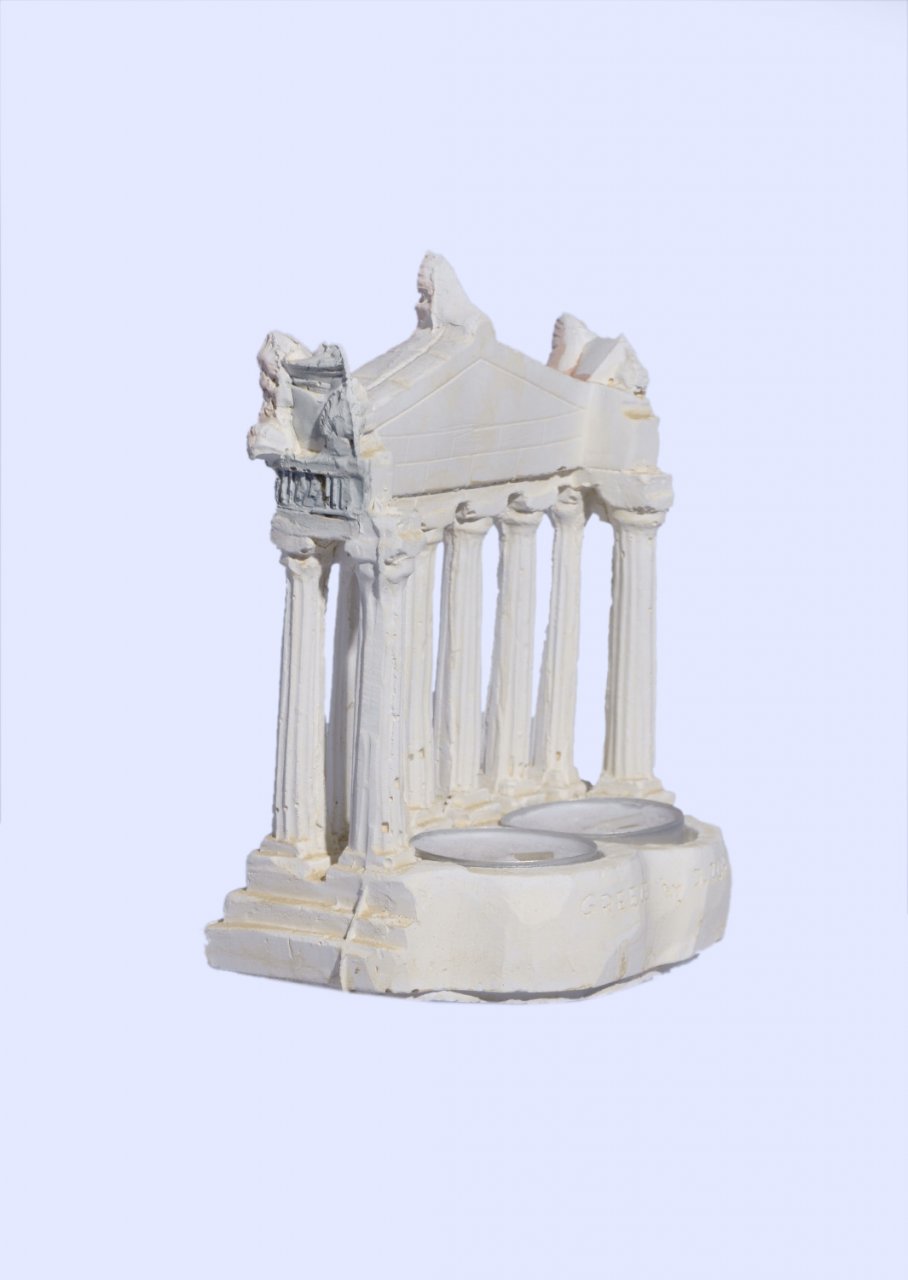 Parthenon facade of the Acropolis in Athens medium plaster candlestick with acroceramo