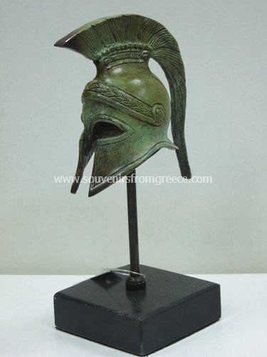 Small spartan helmet bronze statue Greek statues Bronze statues