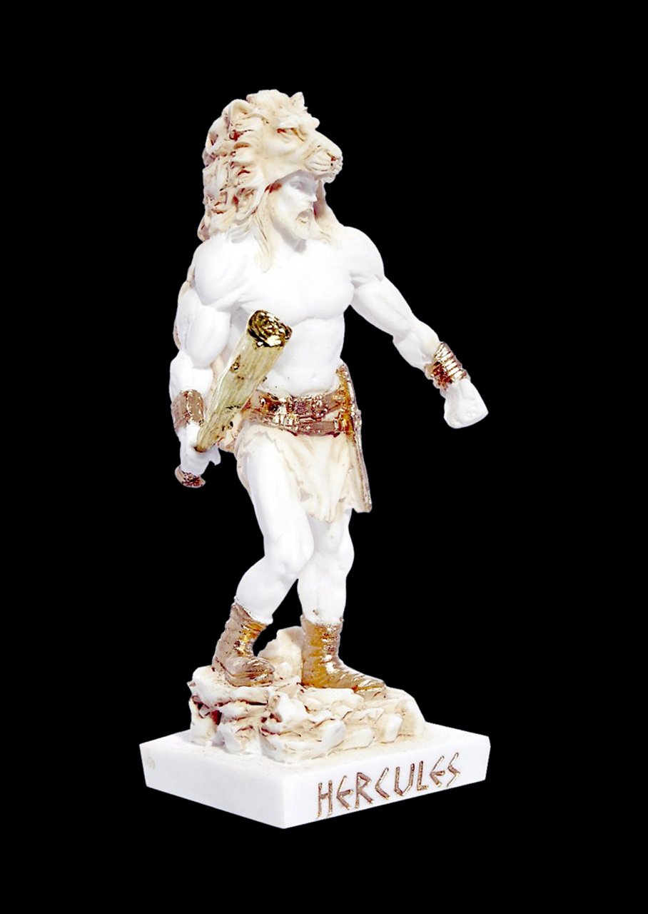 Greek alabaster statue of Hercules holding his club 