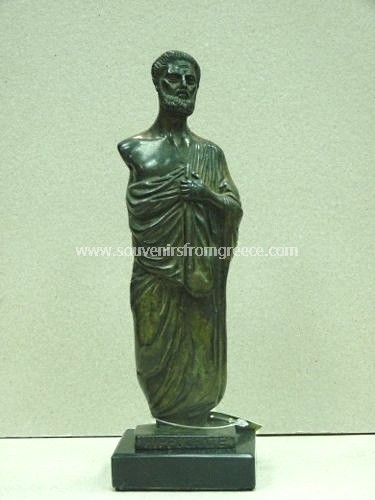 Souvenirs from Greece: Hippocrates bronze statue Greek statues Alabaster statues Impressive greek art souvenir handmade greek bronze statue of Hippocrates, one of the most outstanding figures in the history of medicine, considered the father of western medicine. The bronze sculpture sits on a black marble base and is the perfect greek art gift for doctors or physicians.