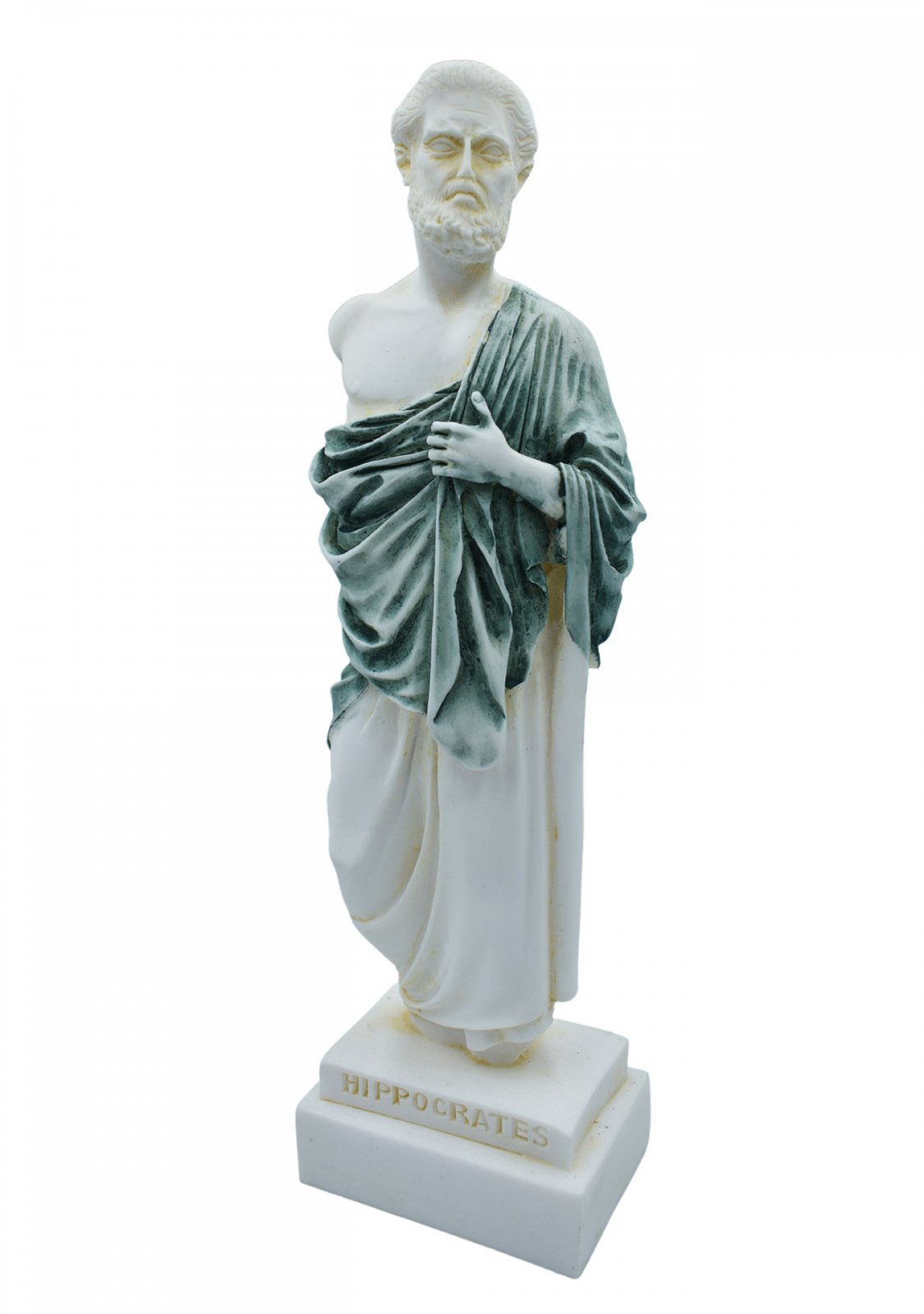 Hippocrates, greek alabaster statue with color