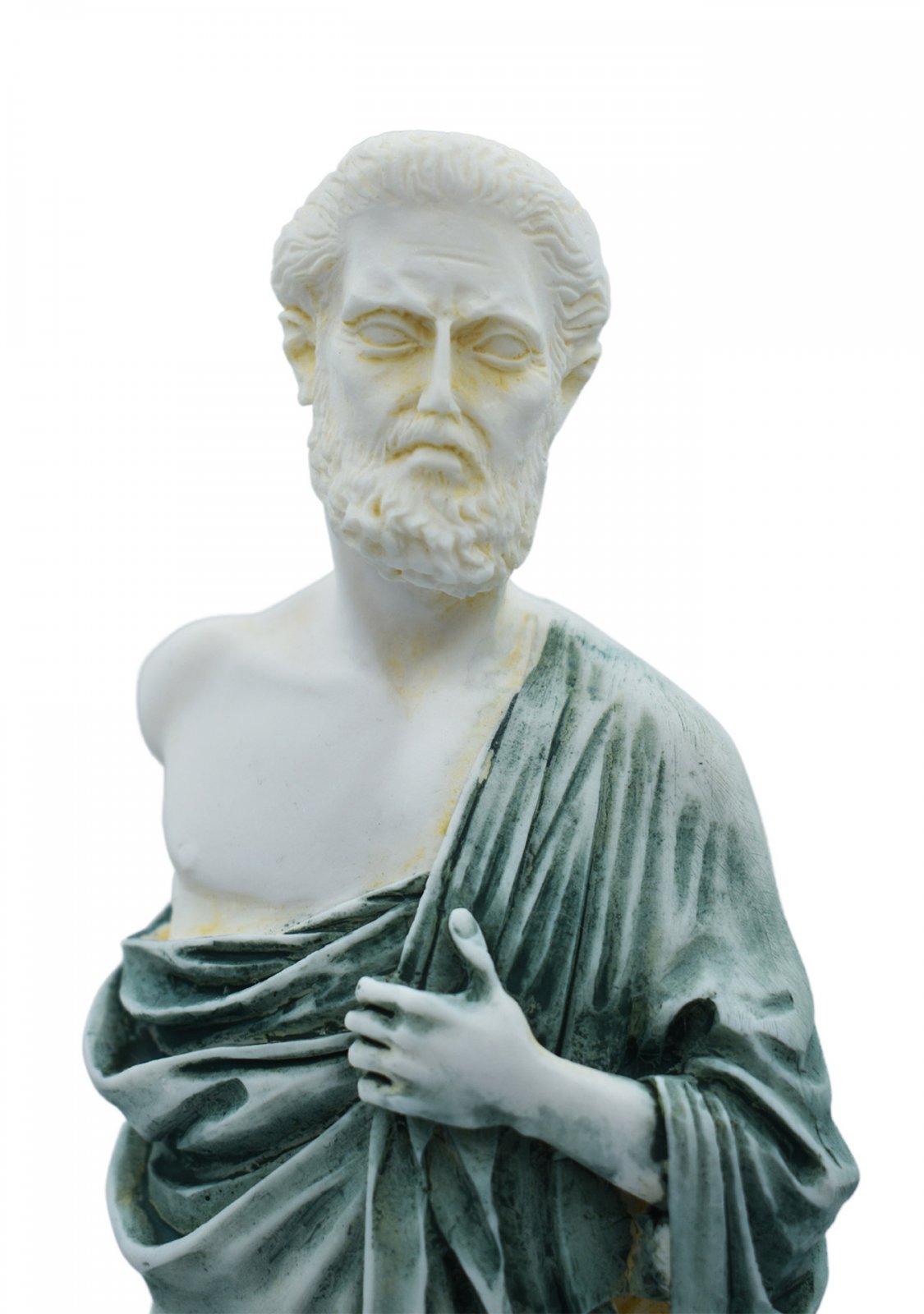 Hippocrates, greek alabaster statue with color