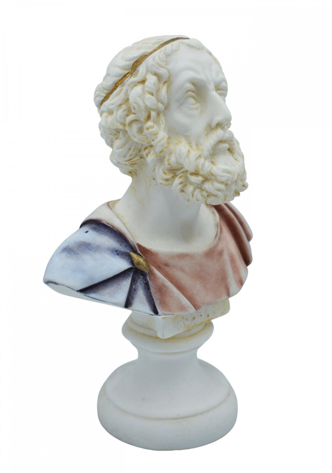 Homer alabaster bust statue with color