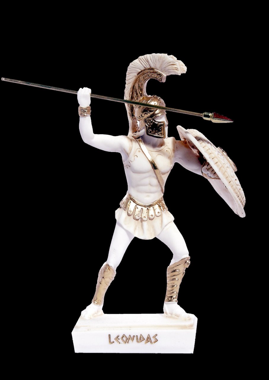 Leonidas king of the Sparta attacking alabaster statue