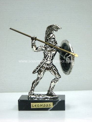 Souvenirs from Greece: Bronze figurine of Leonidas the king of Sparta in silver color Greek statues Greek relief sculptures Lovely greek art souvenir handmade greek figurine of Leonidas, the Spartan king that fought with 300 Spartan warriors against the Persians in the battle of Thermopyle. The figurine sits on a marble base and depicts Leonidas holding a spear and shield. A special greek gift.