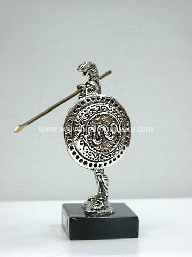 Bronze figurine of Leonidas the king of Sparta in silver color Greek statues Bronze figurines