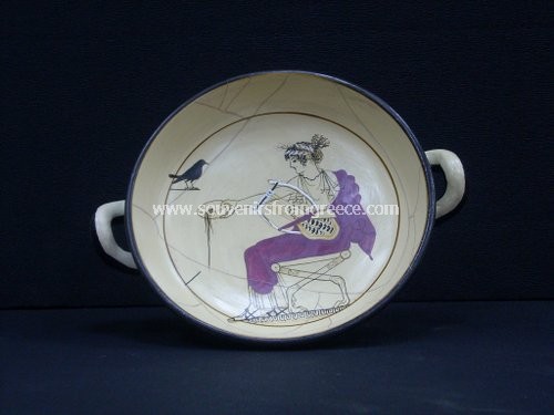 Kylix with Apollo, greek pottery replica Greek pottery Ancient greek vessels