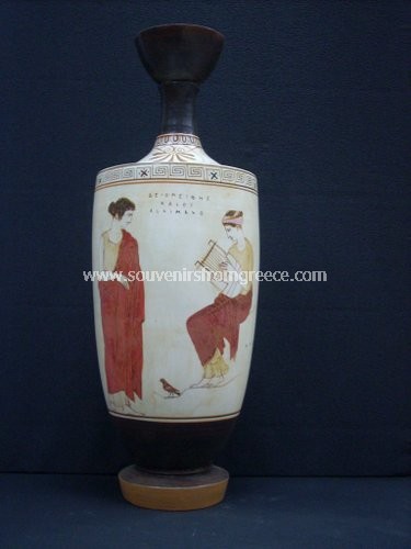 White lykithos with the muses, greek pottery  Greek pottery Ancient greek vessels