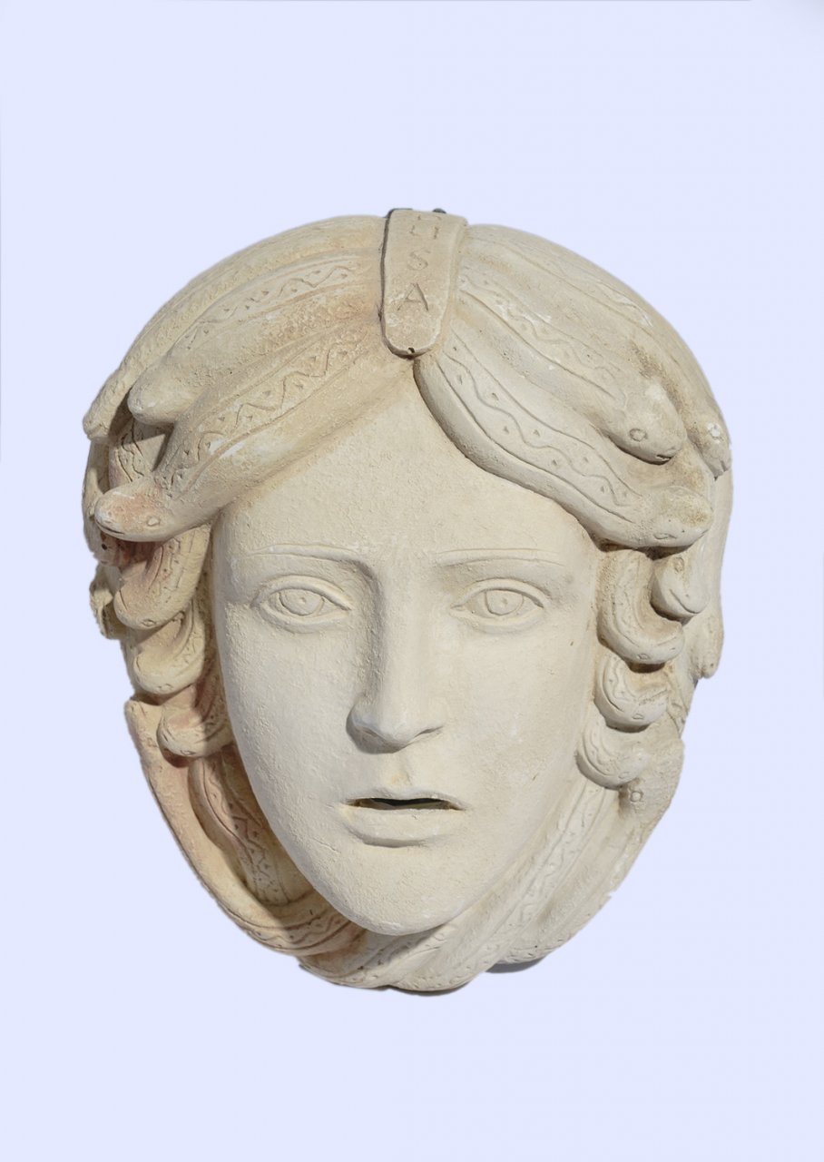 Greek medium plaster mask sculpture of Medusa