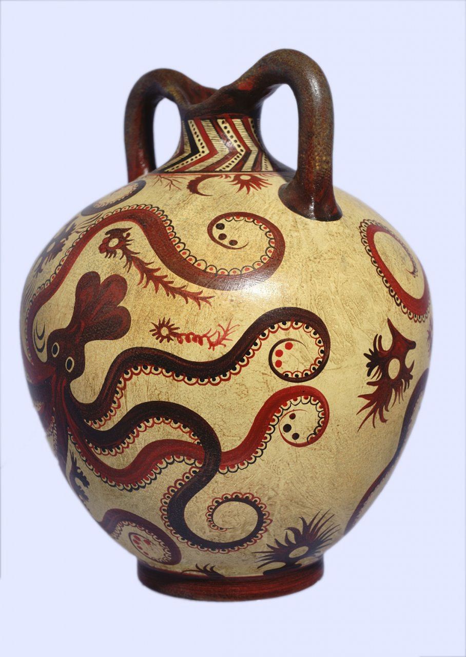 Minoan Greek flask with octopus