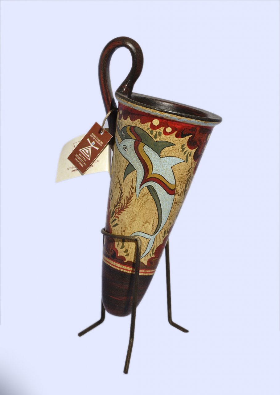 Minoan ceramic rhyton with dolphins