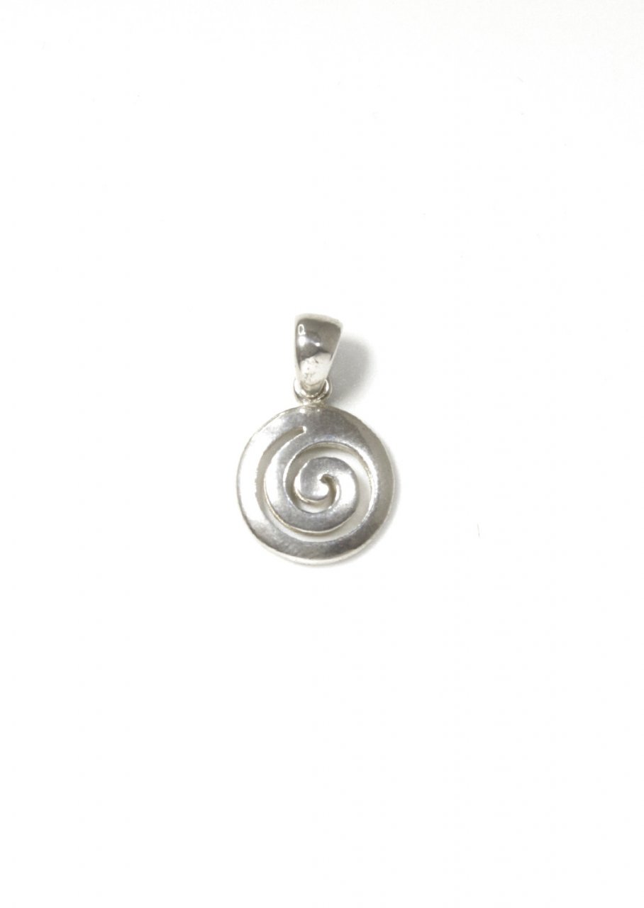 Greek spiral small thick silver pendant