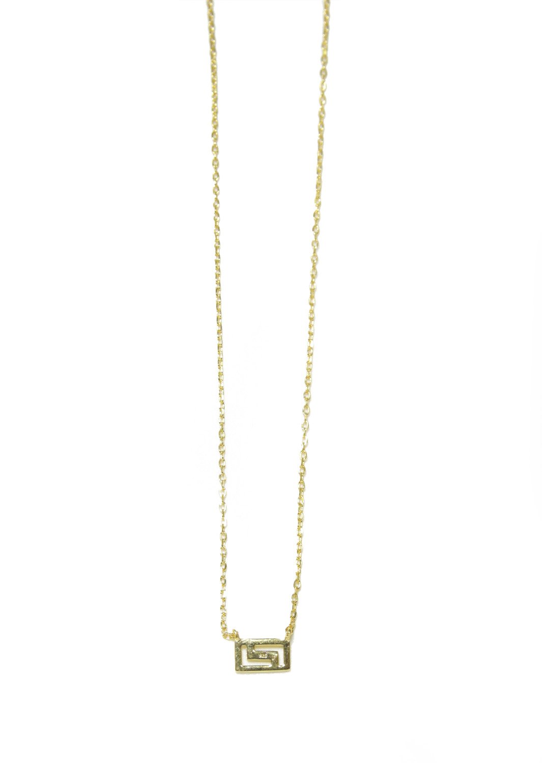 Greek key design - meander gold plated silver necklace