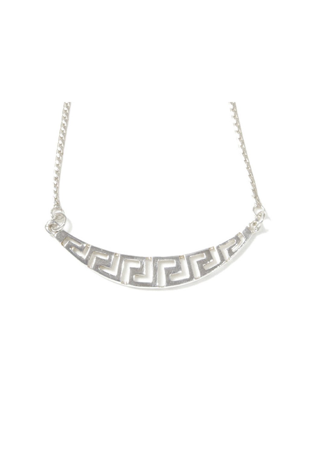 Greek key design - meander silver necklace
