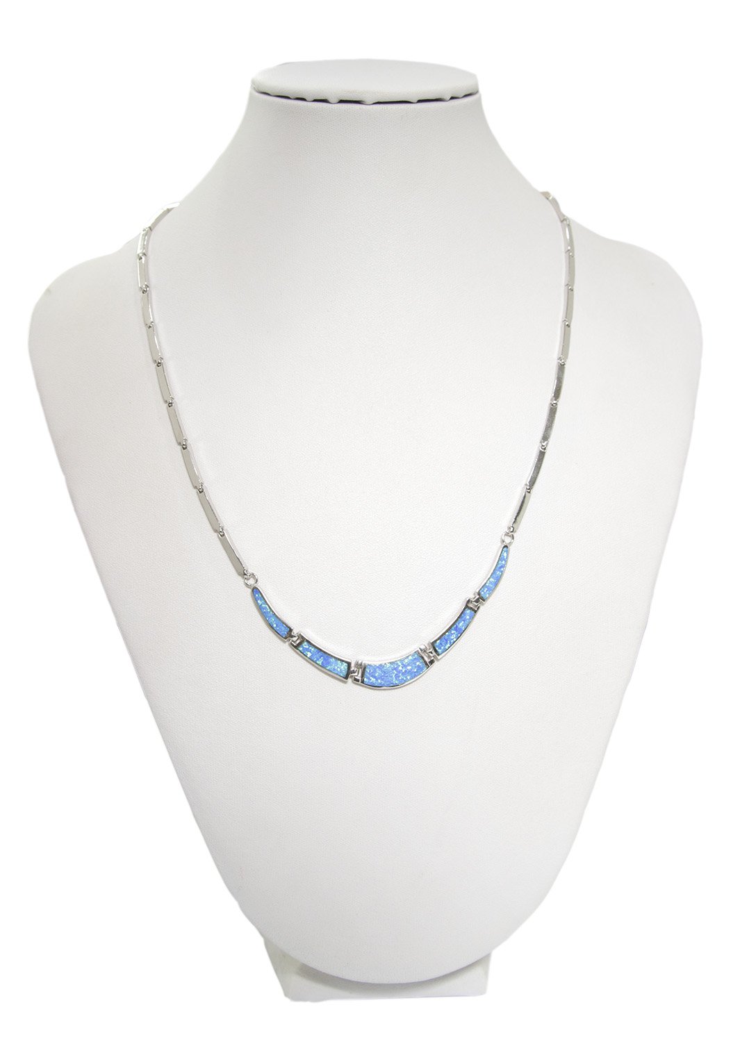 Blue opal silver necklace