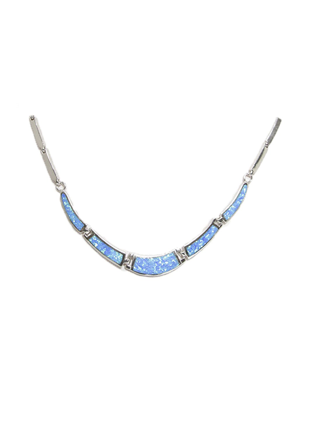 Blue opal silver necklace