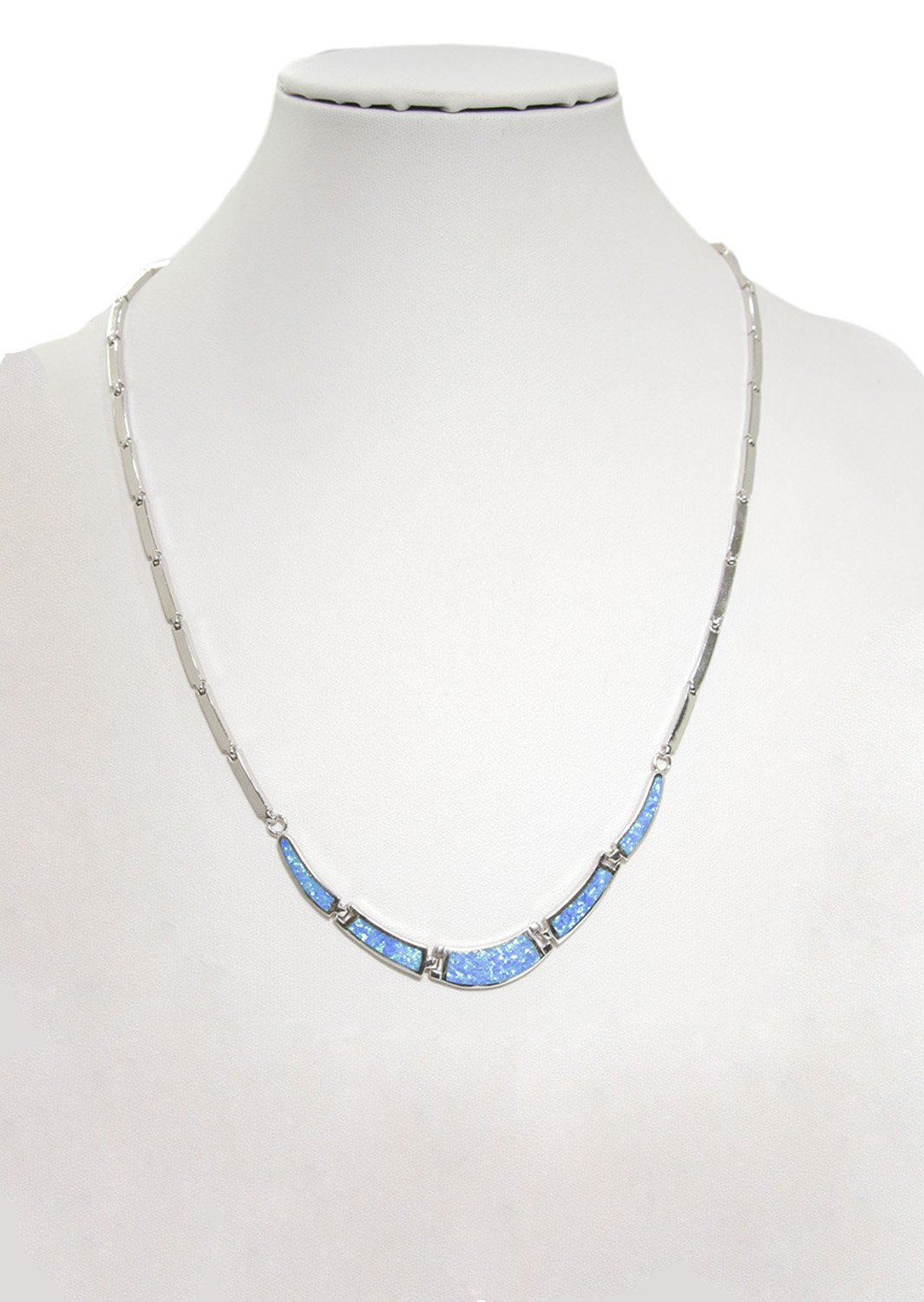Blue opal silver necklace