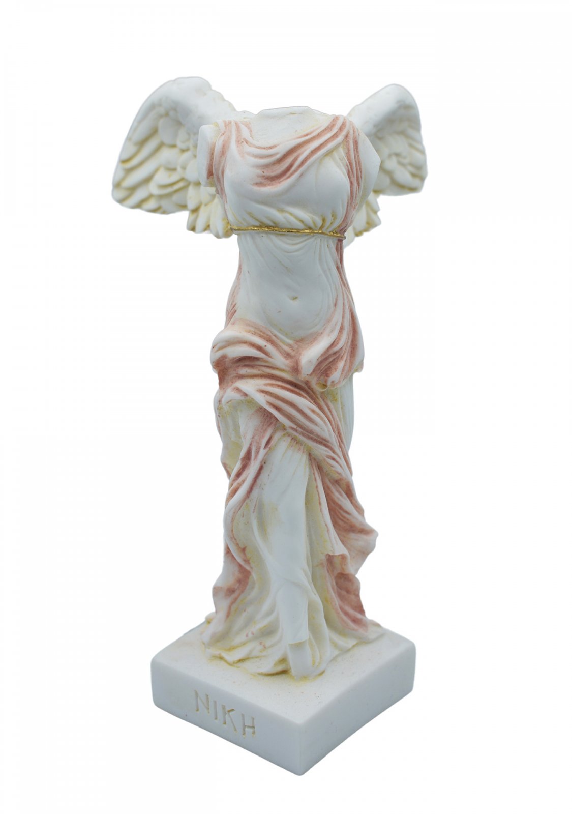 Nike of Samothrace greek alabaster statue with color
