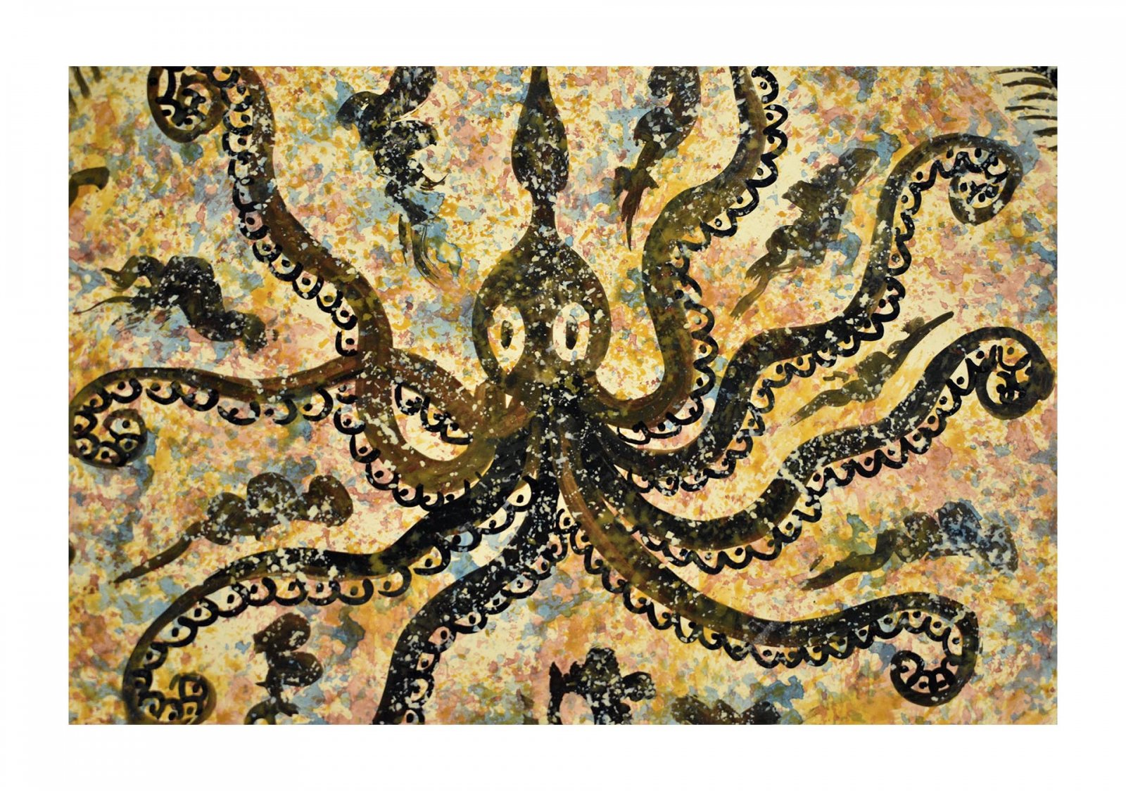 Greek ceramic plate depicting an octopus (14cm)