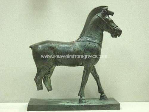 Souvenirs from Greece: Olympia horse bronze statue Greek statues Plaster statues Impressive greek statue handmade greek bronze statue of the Olympia horse, replica of the marble sculpture. The bronze sculpture sits on a bronze base and is one of the most elegant greek art gifts
