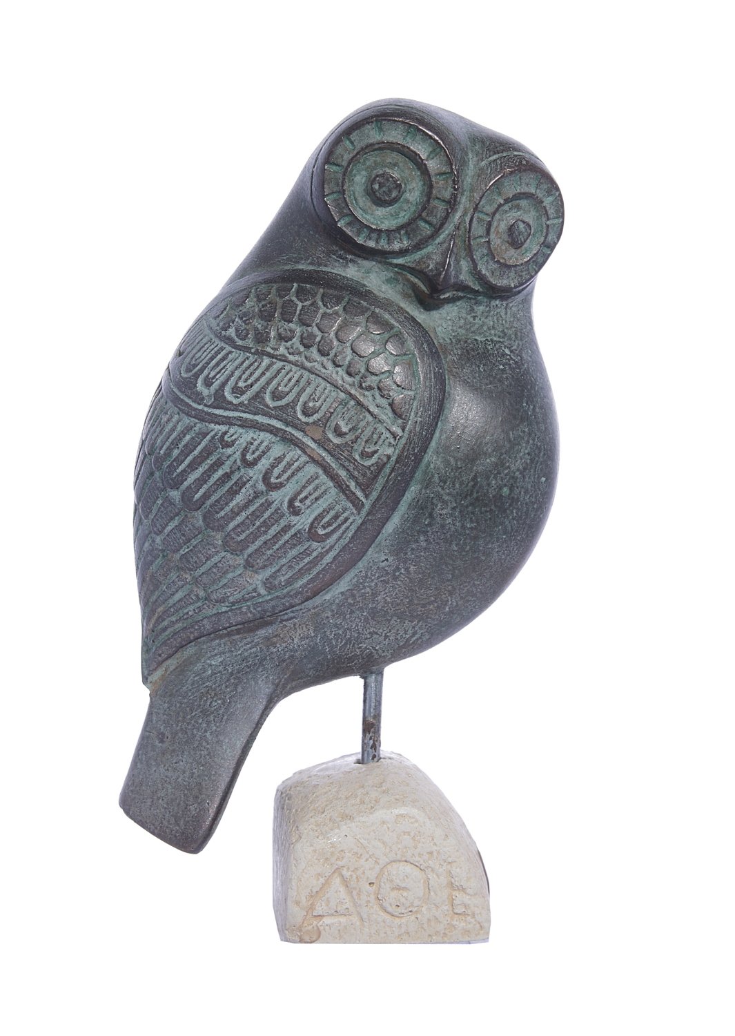 Owl green plaster statue, the symbol of wisdom (No.2)