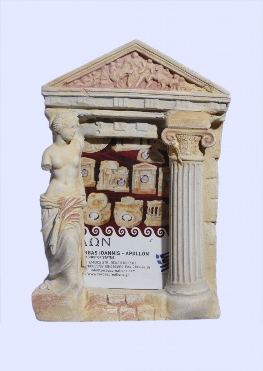 Greek picture frame with Ionic column and Aphrodite the goddess of love and beauty