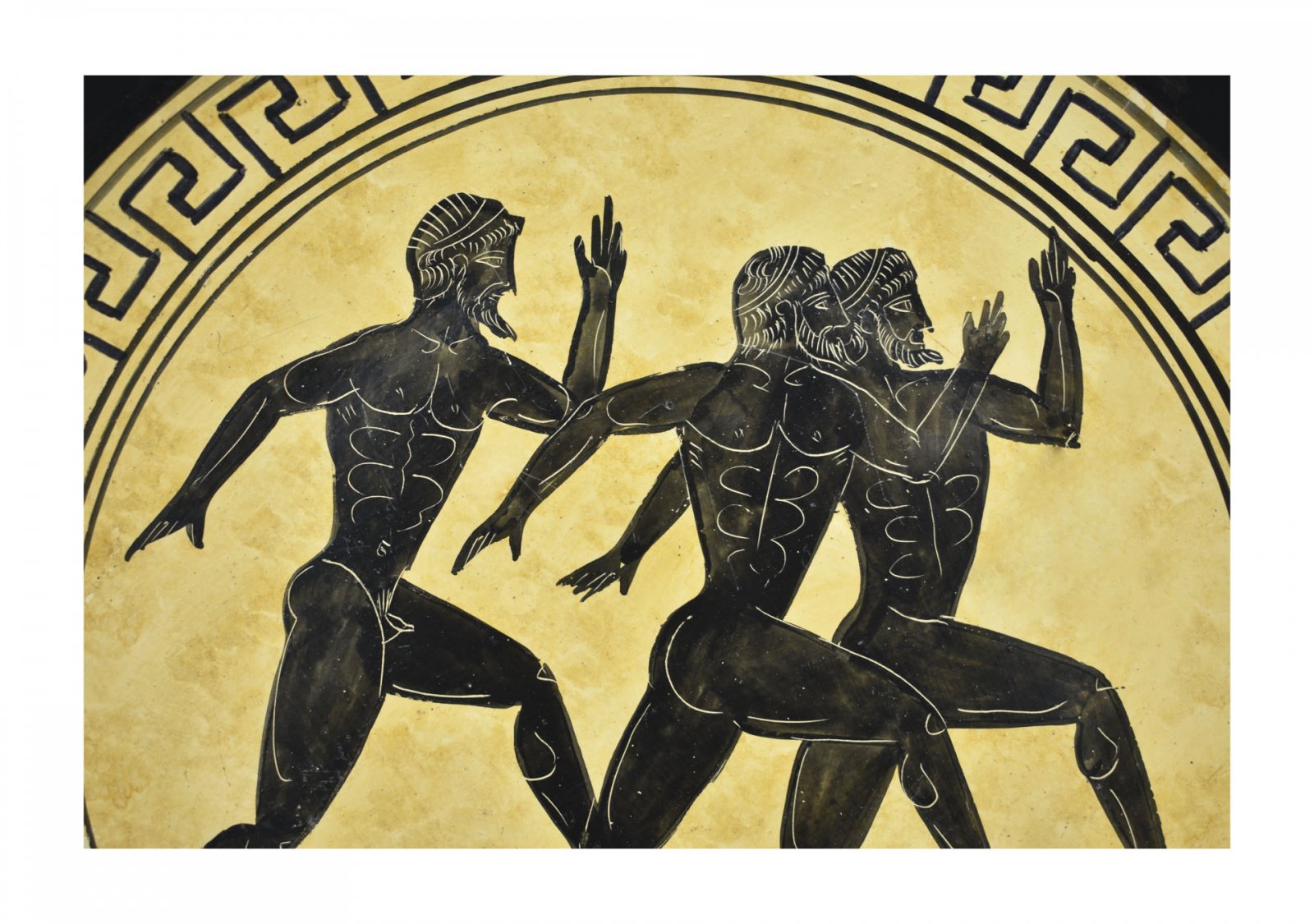 Greek ceramic plate depicting Marathon Runners