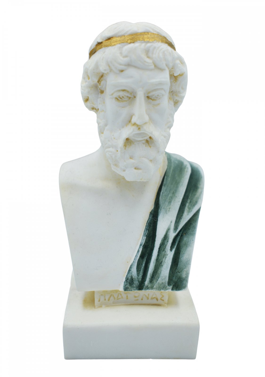 Plato greek alabaster bust statue with color and patina