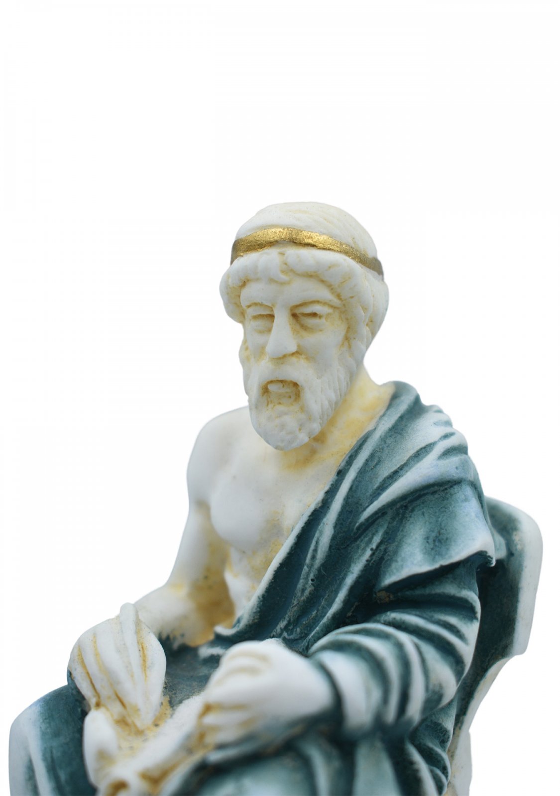 Plato greek alabaster statue with color