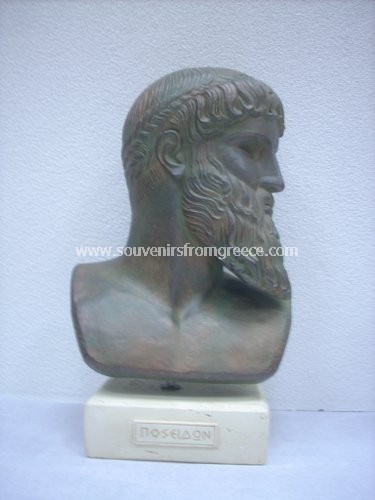 Poseidon greek plaster bust statue Greek statues Greek Busts Sculptures