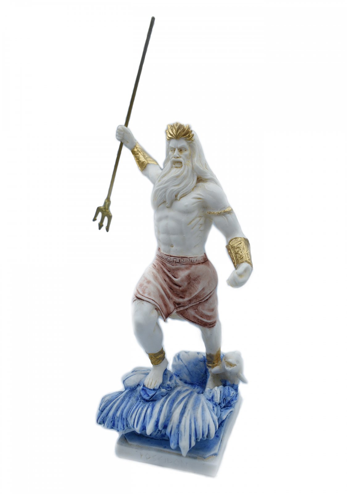 Greek alabaster statue of Poseidon with his trident