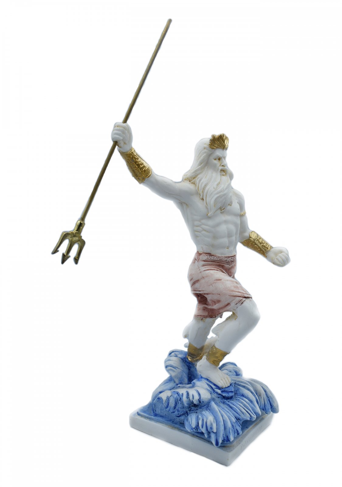 Greek alabaster statue of Poseidon with his trident