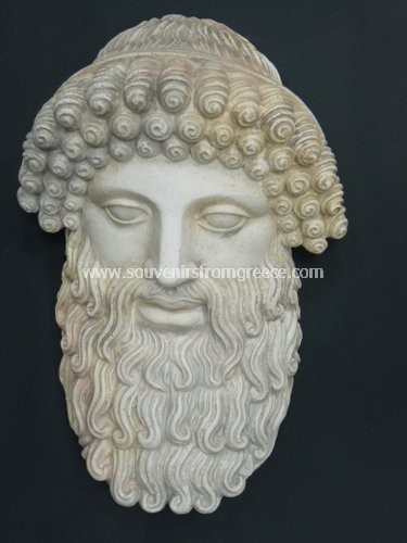 Souvenirs from Greece: Poseidon plaster greek mask Greek statues Bronze statues Fascinating art souvenirs from Greece handmade greek statue mask of Poseidon, the greek god of the sea in greek mythology. Fantastic greek art decorative gifts.