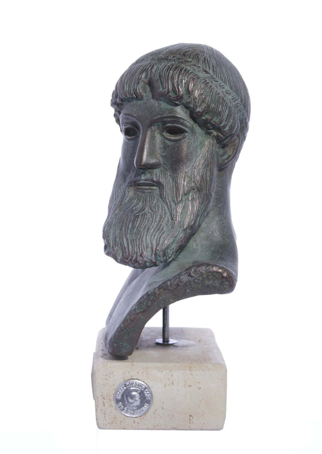 Poseidon green plaster bust sculpture