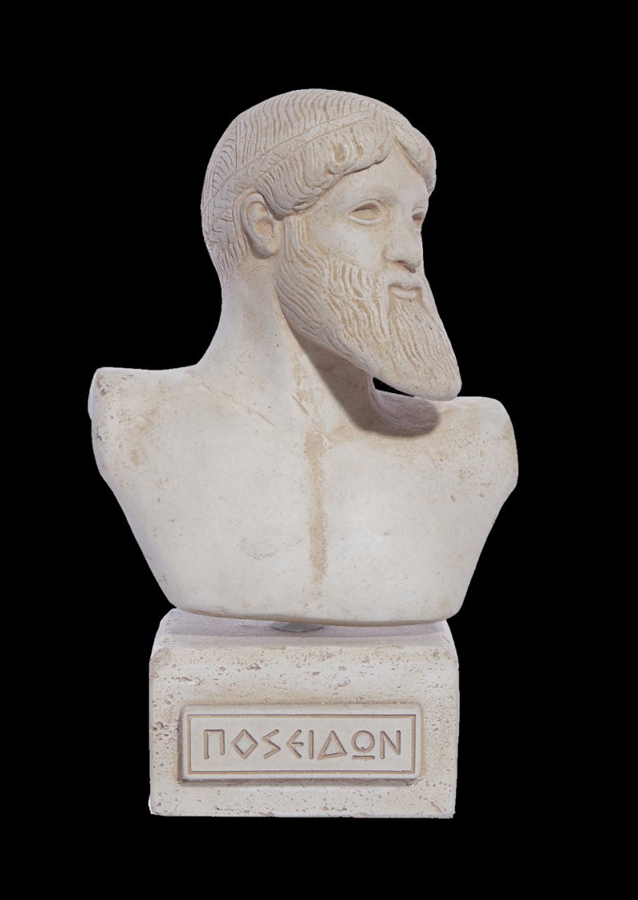 Poseidon greek plaster bust statue