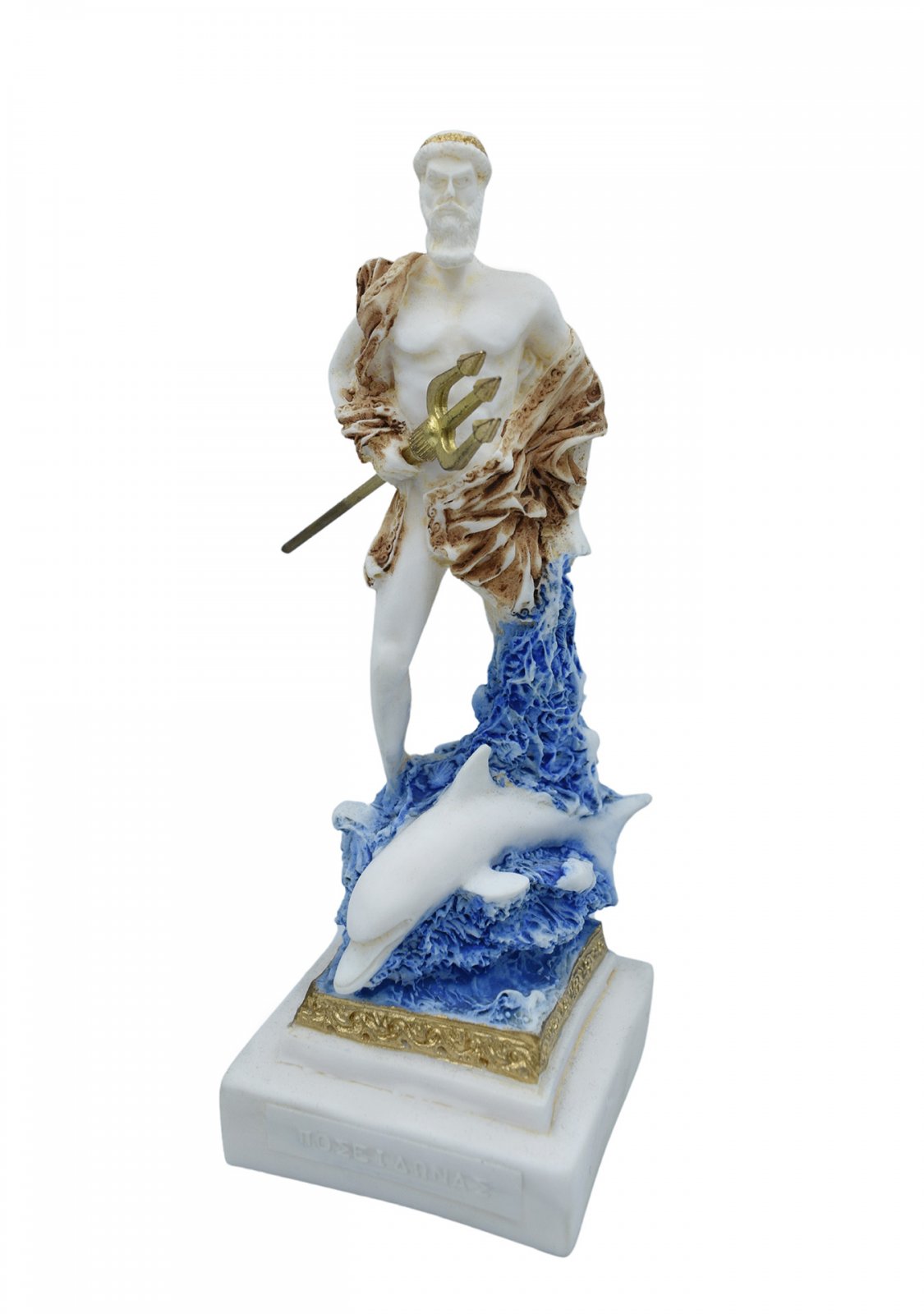 Poseidon, greek alabaster statue with color