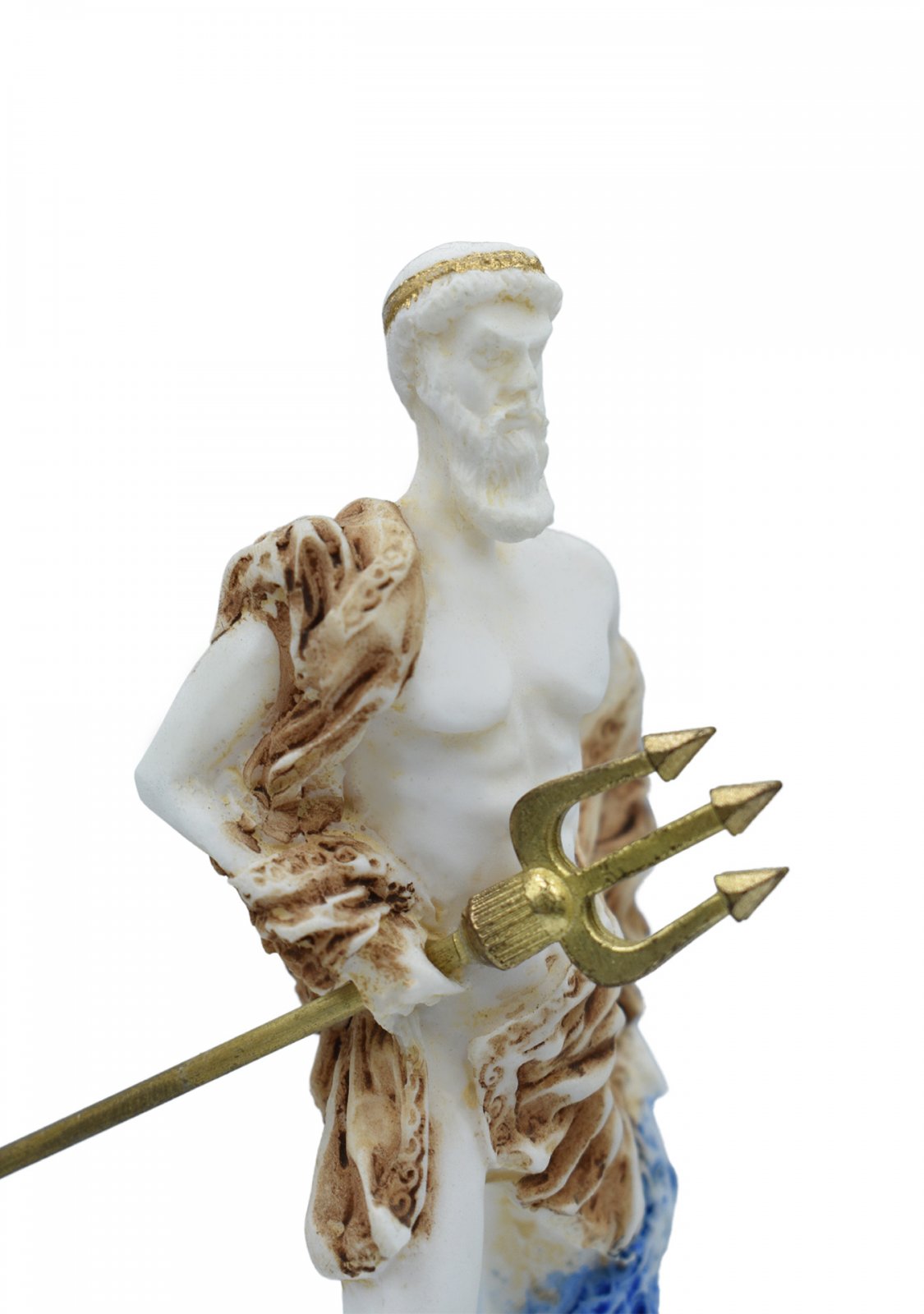 Poseidon, greek alabaster statue with color