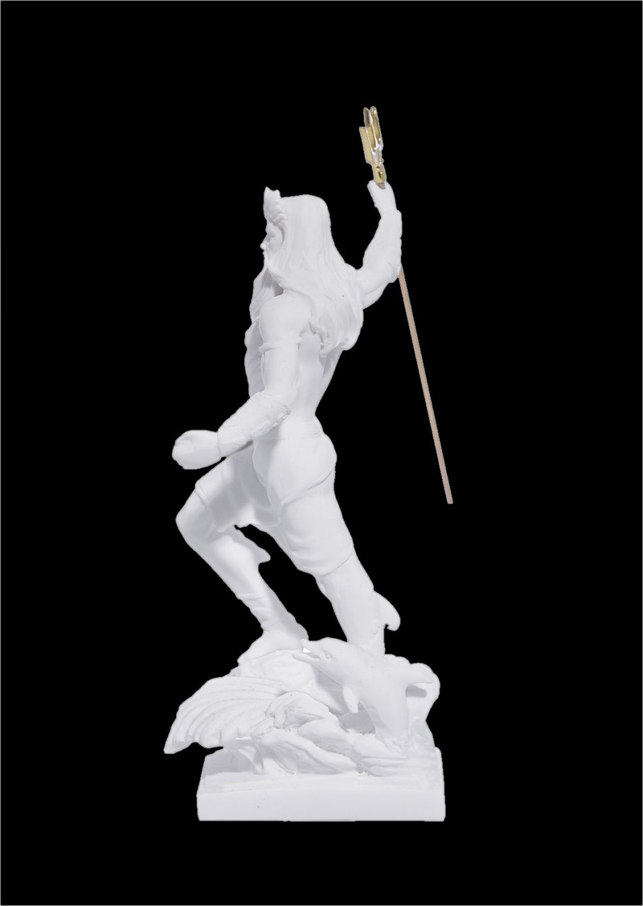 Poseidon with trident greek alabaster statue