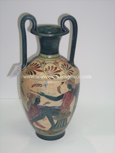 GOD POSEIDON GODDESS APHORIDITE GREEK BLACK FIGURED AMPHORA Greek pottery Free designed pottery