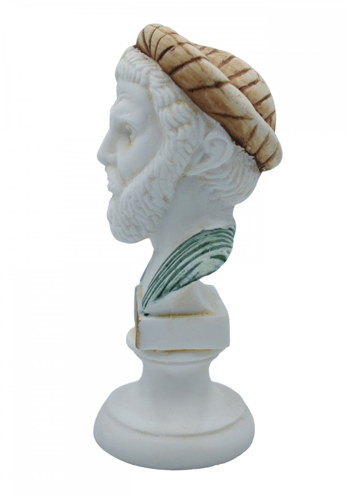 Pythagoras alabaster bust statue with color