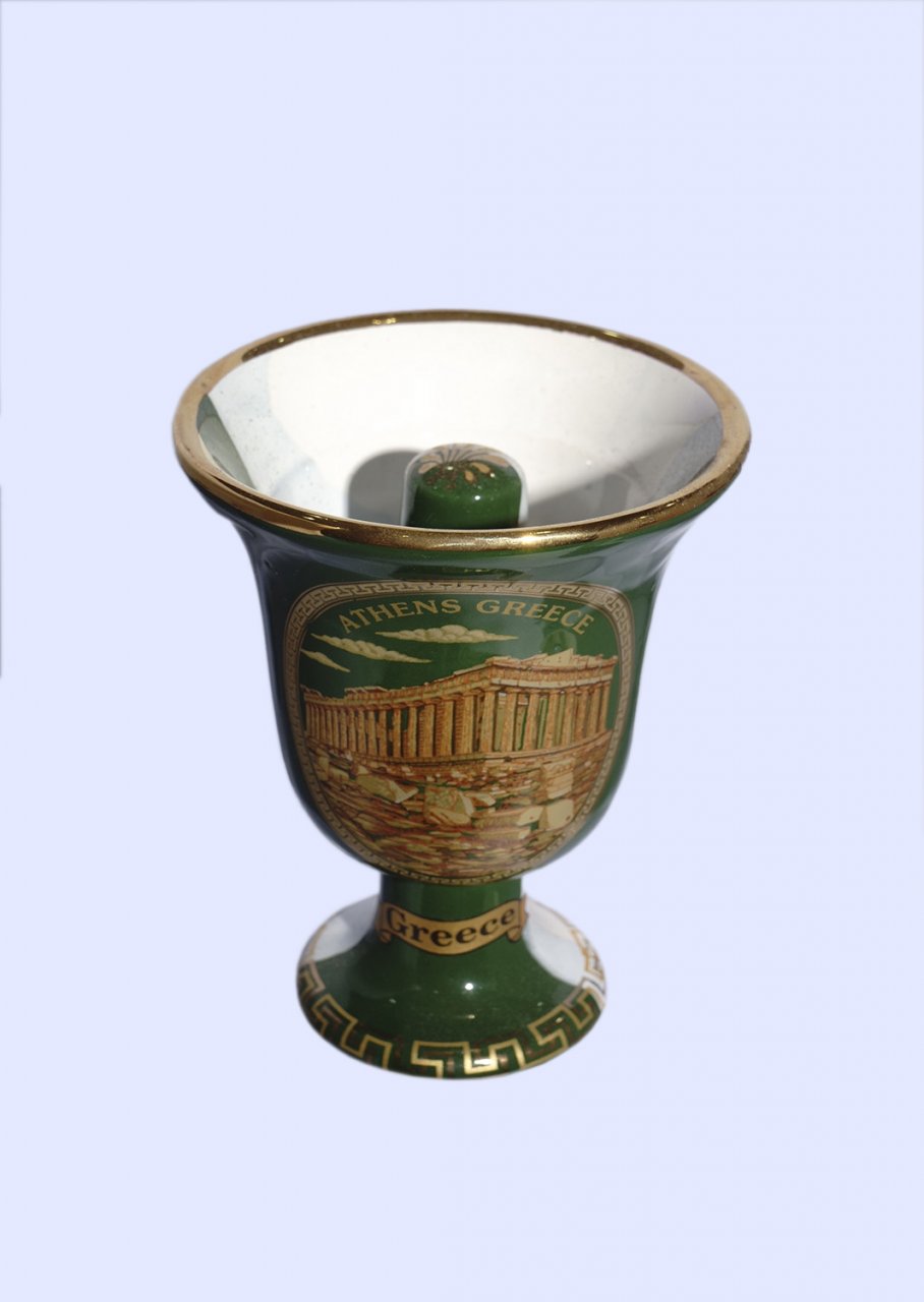 Pythagoras porcelain cup with Acropolis 24Kt gold