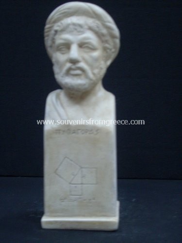 Souvenirs from Greece: Pythagoras tall greek plaster bust statue Greek statues Greek Busts Sculptures Rare greek souvenirs, handmade bust of Pythagoras, the father of geometry. One of the best greek gifts.