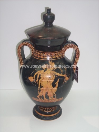 SATYROS HERMES GREEK RED FIGURED AMPHORA Greek pottery Ancient greek vessels