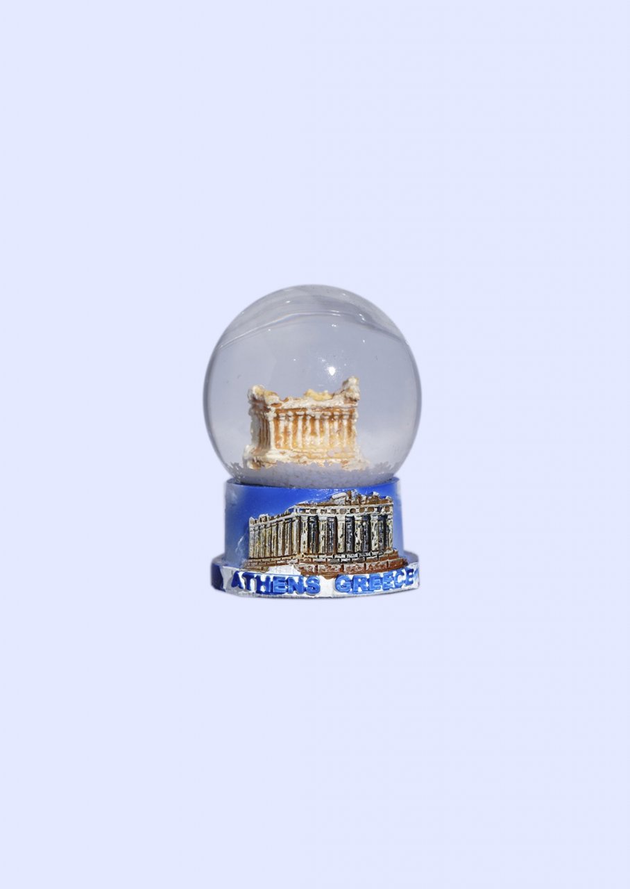 Small Parthenon Acropolis Snowglobe - Base decorated with relief of Acropolis