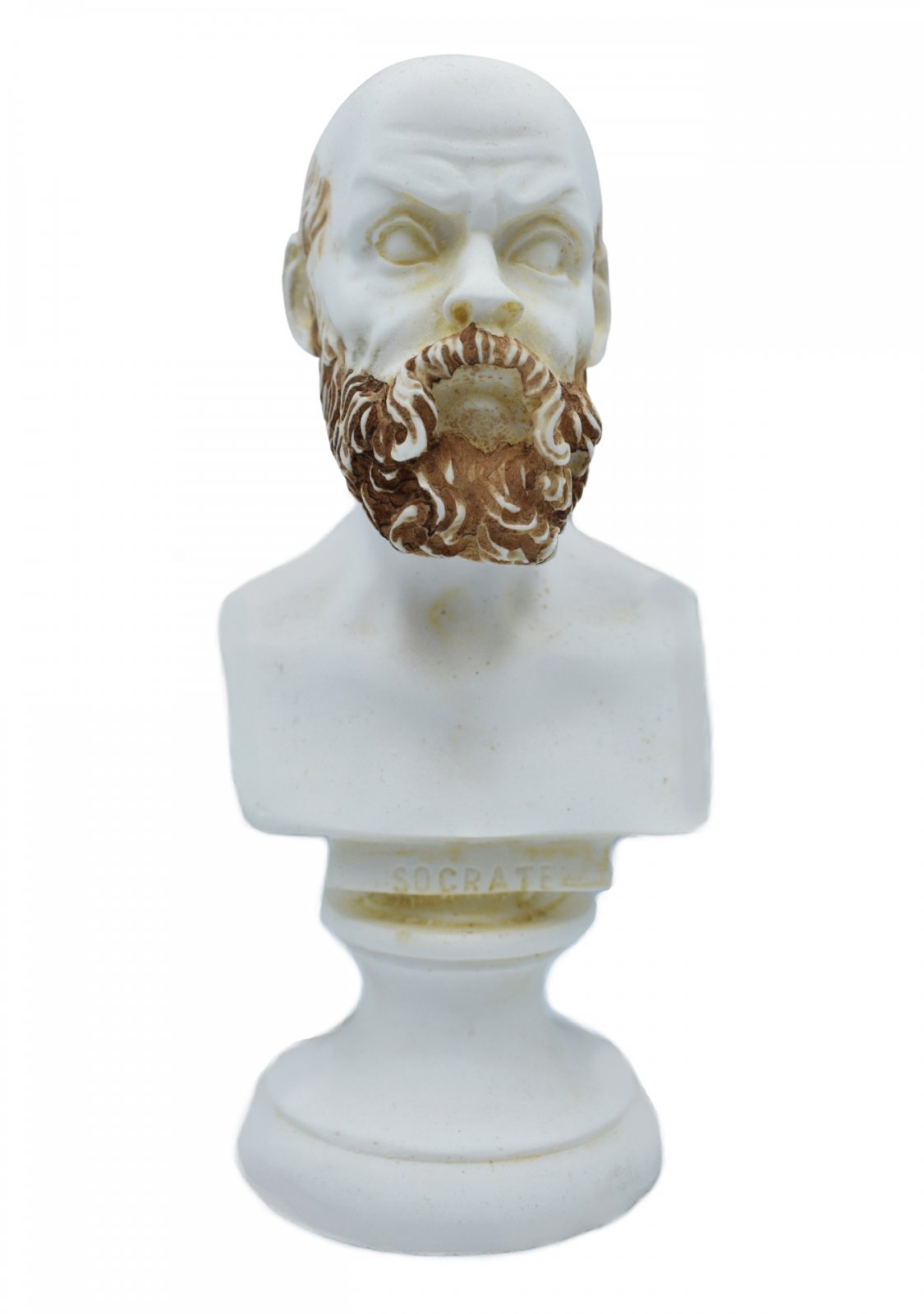 Socrates greek alabaster bust statue with color