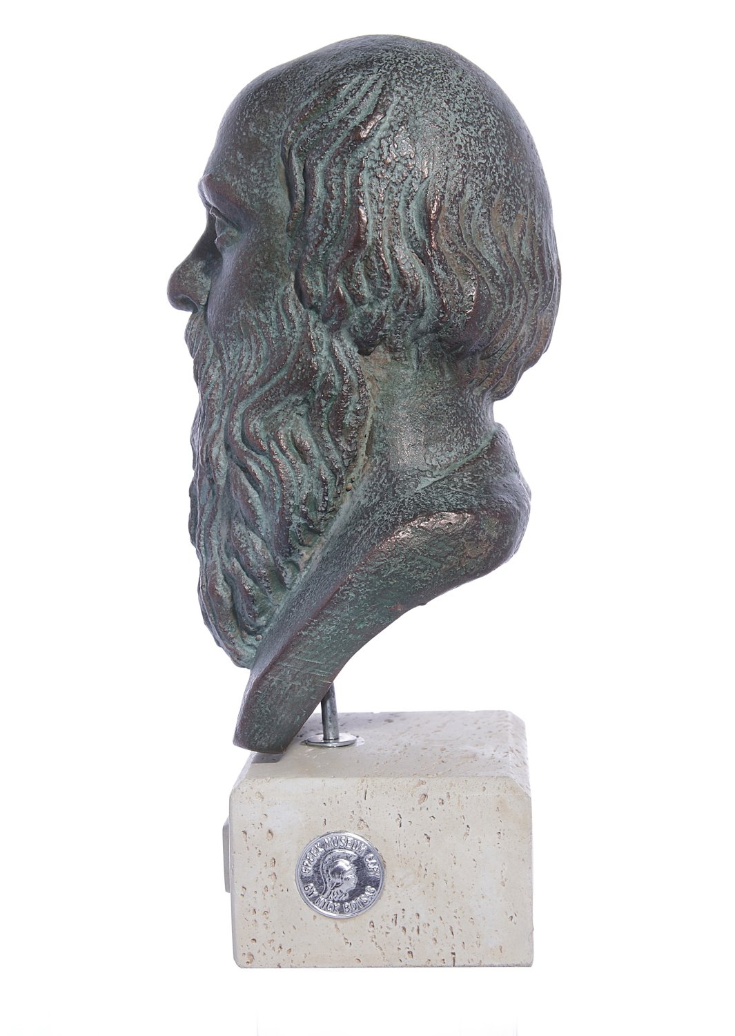 Socrates green greek plaster bust statue