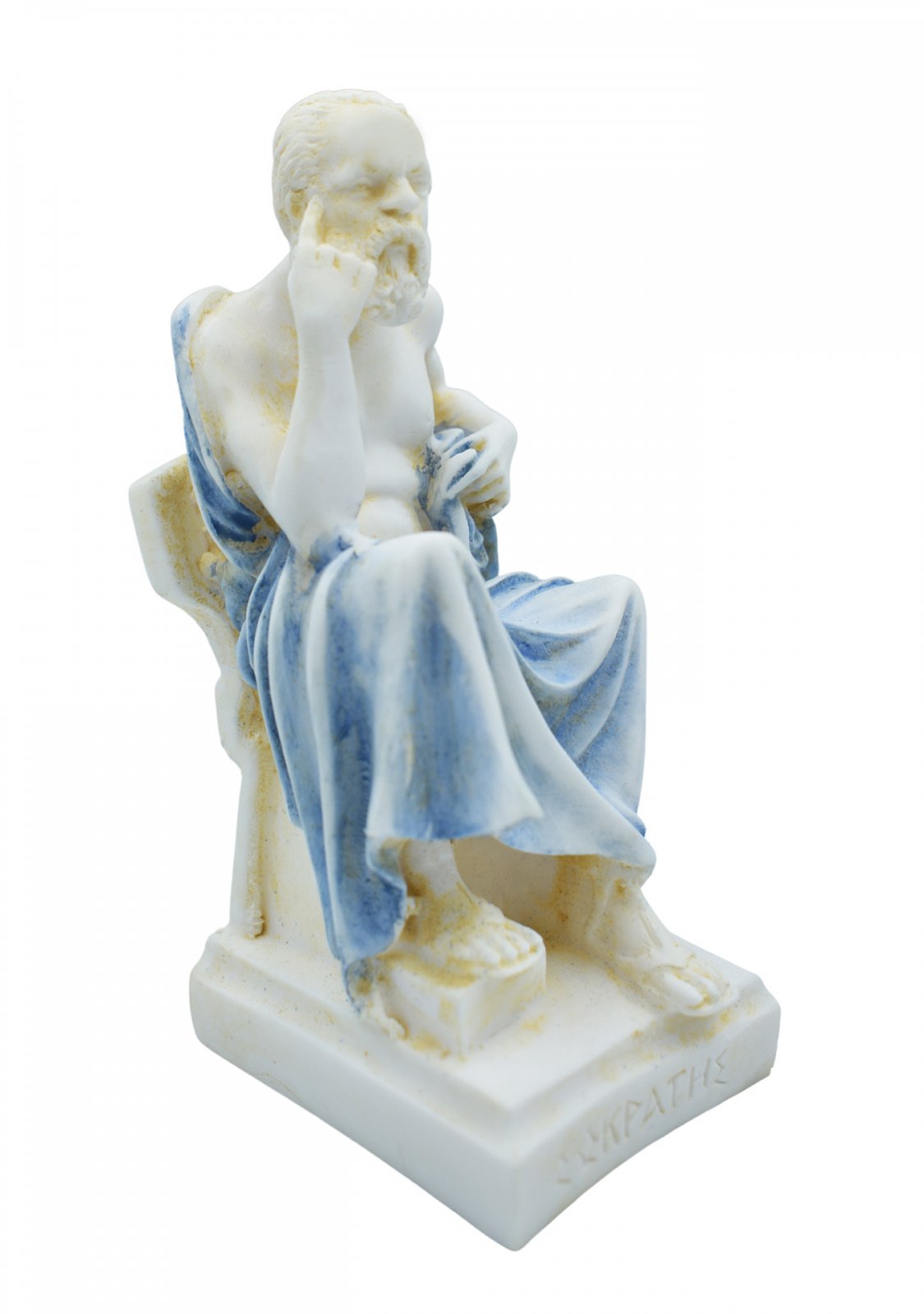 Socrates greek alabaster statue with color