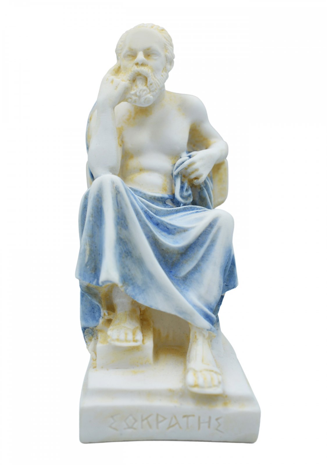 Socrates greek alabaster statue with color