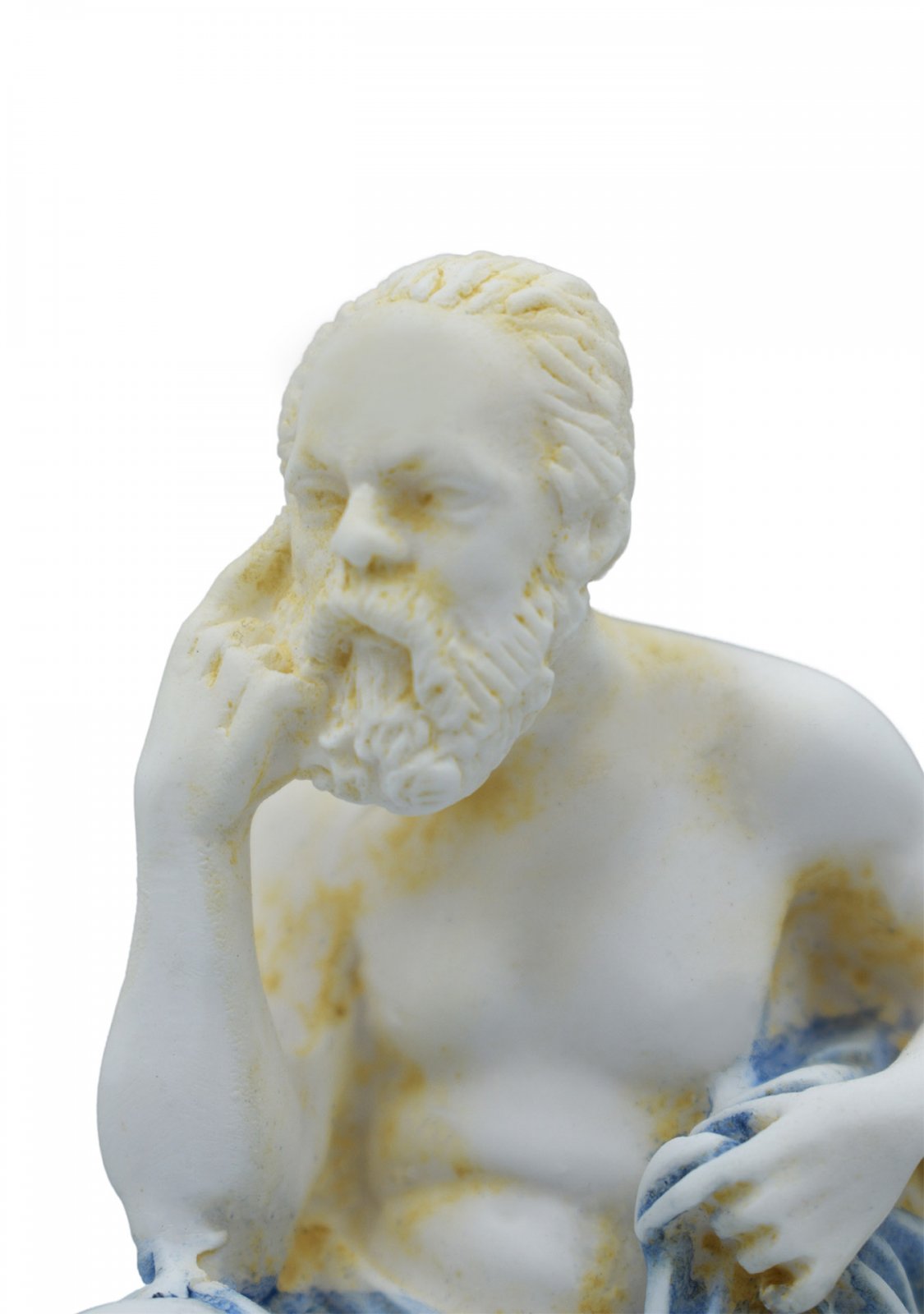 Socrates greek alabaster statue with color